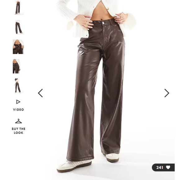 ASOS DESIGN faux leather dad jeans Size 12 (runs large) - Picture 1 of 4